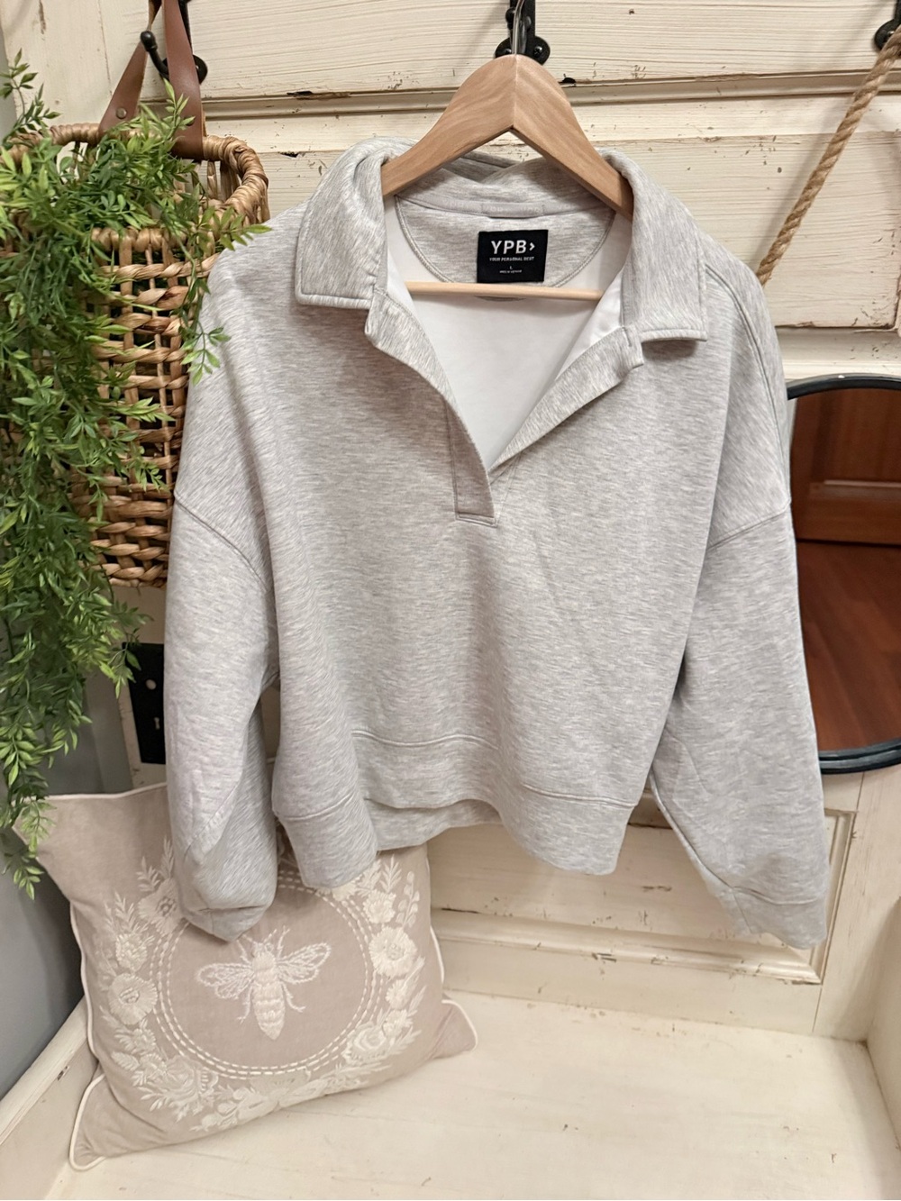 YPB Light Gray Collared Pullover